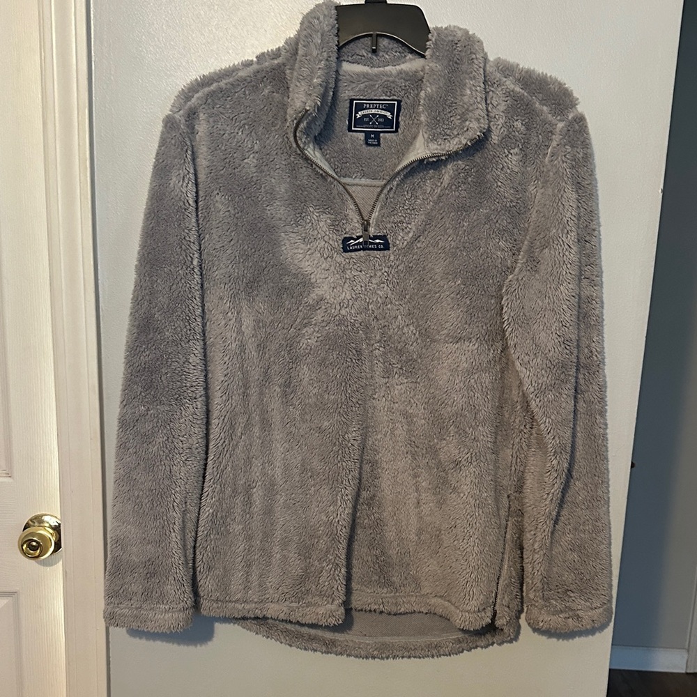 Lauren James Cozy Gray Fleece Jacket